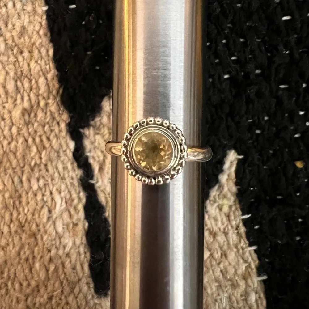 ❤️ Citrine Sterling Silver 925 Bohemian Hippie Style Ring Size 8.25